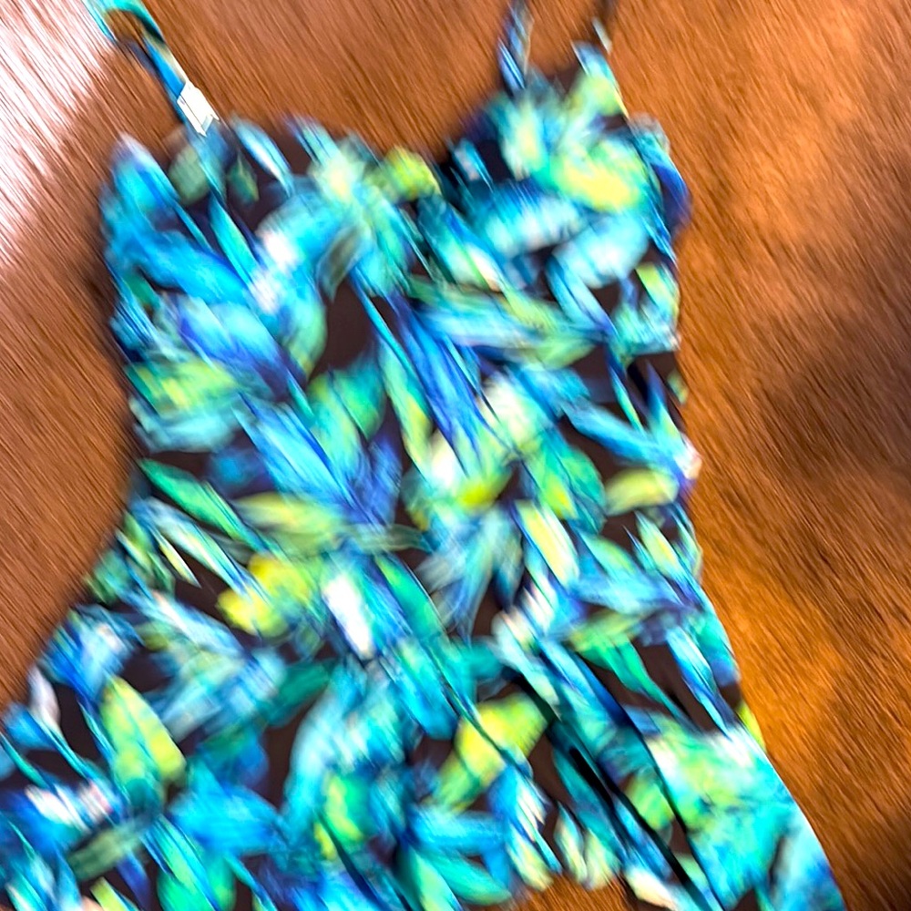 Chaps Tropical Leaf Print Swim Suit sz 22W